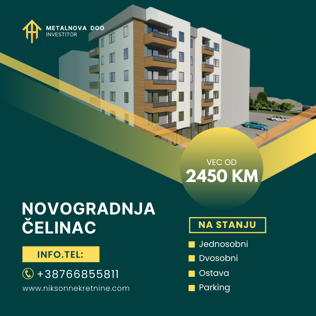 prodaja jednosobnih i dvosobnih stanova čelinac